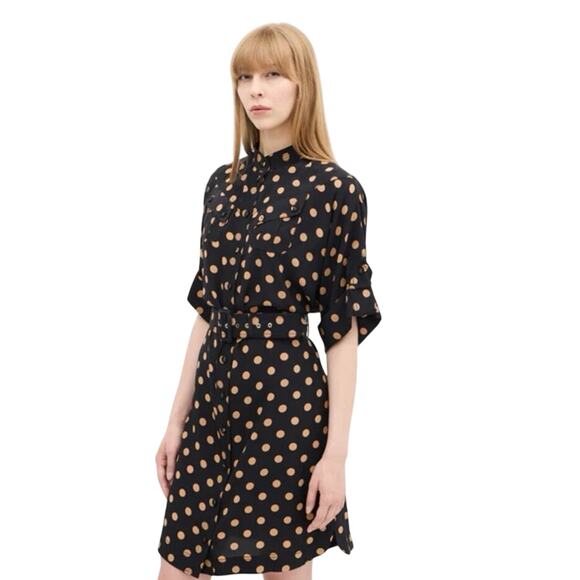 Zimmermann Utility Black & Beige Silk Polka Dotted Oversized Dress Sz 2/Small - Picture 1 of 15
